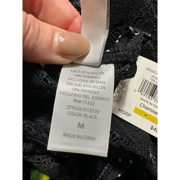 Jessica Simpson Black Lace Polka Dot Cami Slip Dress Size M NWT - Picture 6 of 6